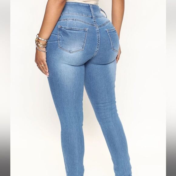 NWT Fashion Nova High Waisted Demi Skinny Jeans Sz 7 - color blue - Picture 3 of 12